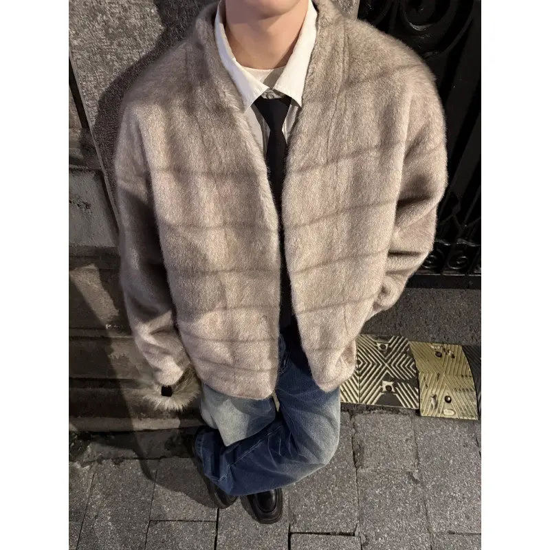 

Молодежная зимняя куртка из искусственного меха для мужчин, теплая, из полиэстера, имитация норки, стильный дизайн, повседневная одежда