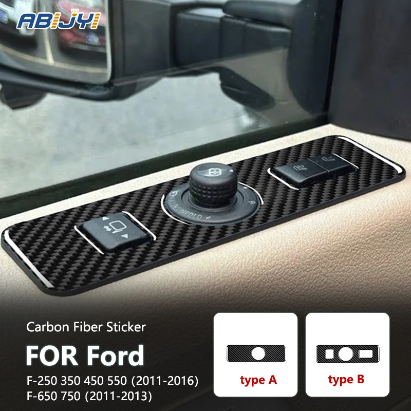 

For Ford F-250 350 450 550 2011-2016 F-650 750 2011-2013 Carbon Fiber Interior Rearview Mirror Panel Decoration Sticker Decal