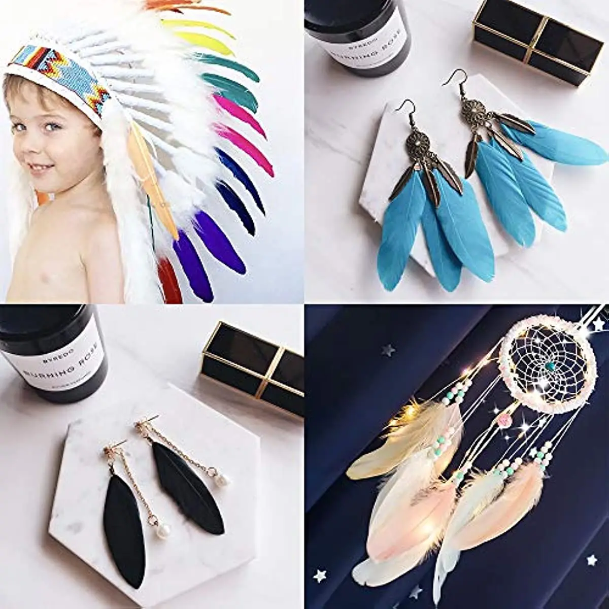 Colorful Natural Goose Feather 4-6 Inch /10-15 Cm 50/100Pcs DIY Carnival Feathers For Costume Headress Mask Crafts Home Plumas