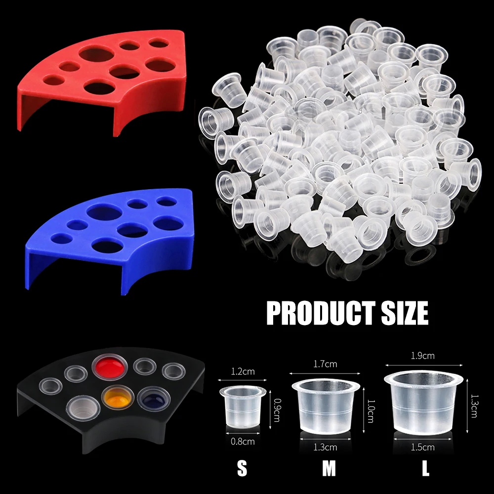 

300pcs Tattoo Ink Caps with Cup Holders Set Small Medium Large Ink Cups And Cup Holder for Ink Container by ArtSuppliesPro