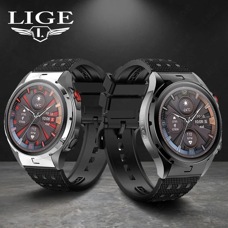 

LIGE 2025 New Military GPS Smart Watch Men 1.43"AMOLED HD Screen 5ATM Waterproof Heart Rate Sports tracker Smartwatch Men ﻿