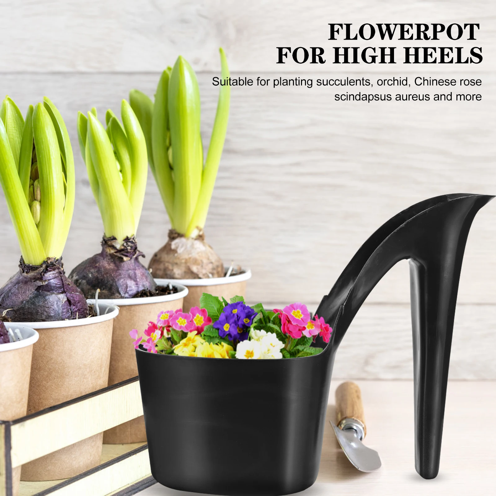 

2pcs High Heel Flower Pots Plastic Planter Containers Durable for Succulents Plants Nursery Planters