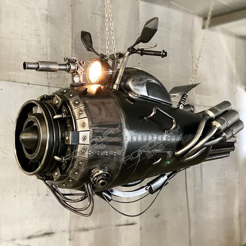 

Creative retro industrial wind metal space motorcycle model bar ceiling ceiling ceiling decoration pendant