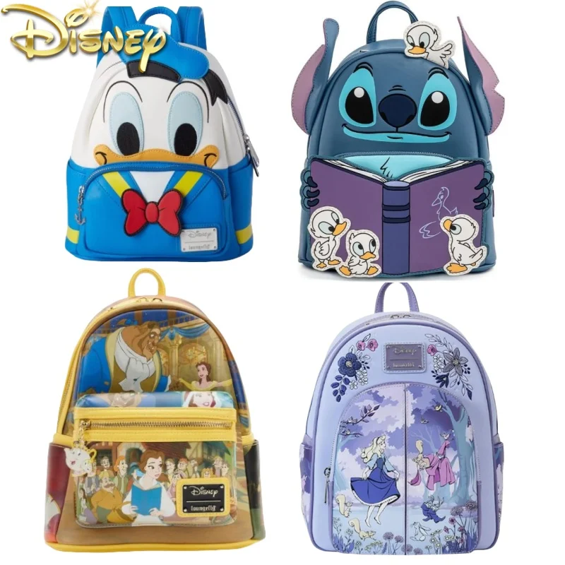 

New Loungefly Disney Sleeping Beauty 65th Anniversary Floral Scene Double Strap Shoulder Bag Student Backpack Children Backpack