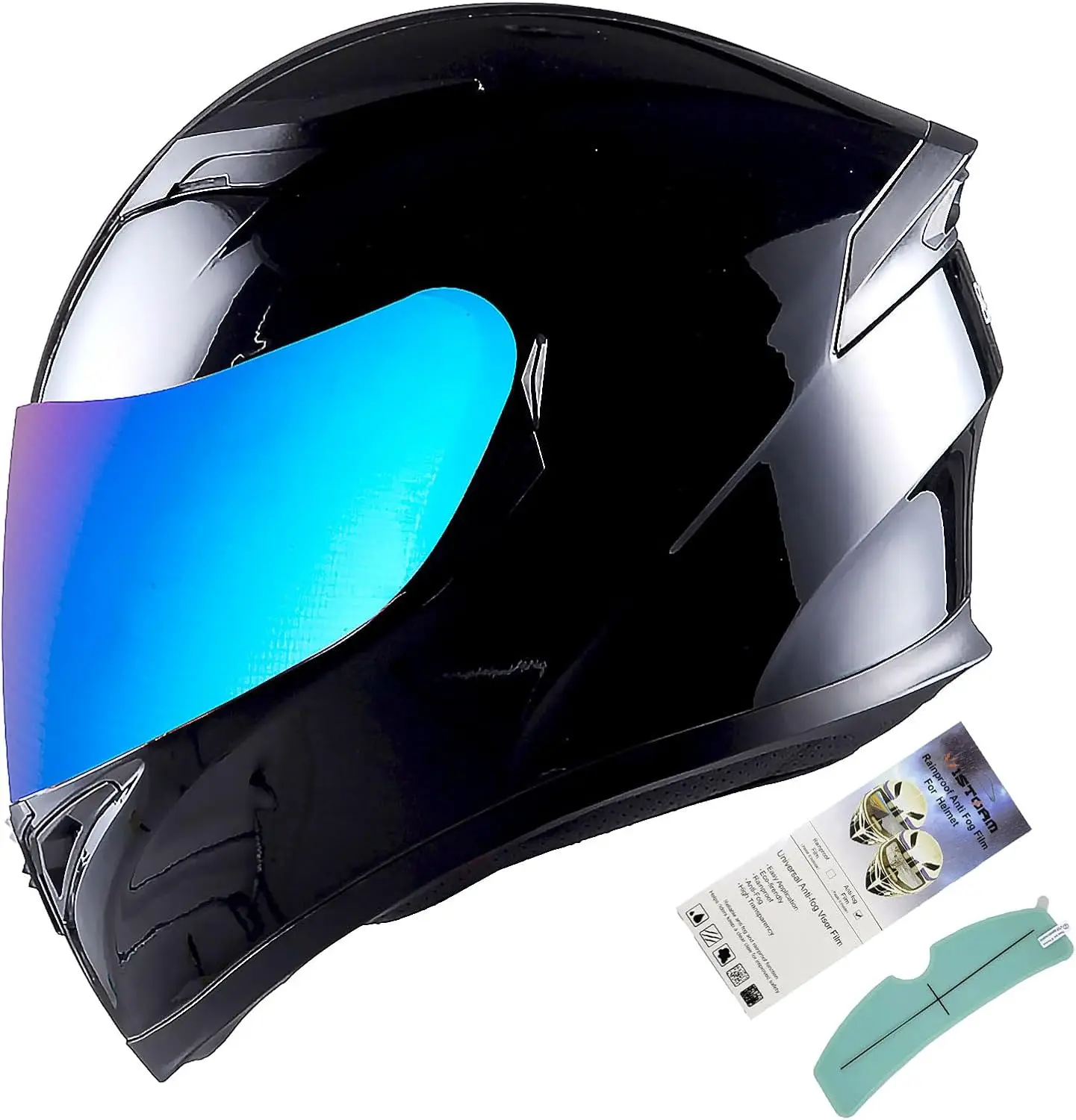 Motorcycle Street Bike Dual Visor/Sun Visor Full Face Helmet Element Silver Matt Black: HJK316