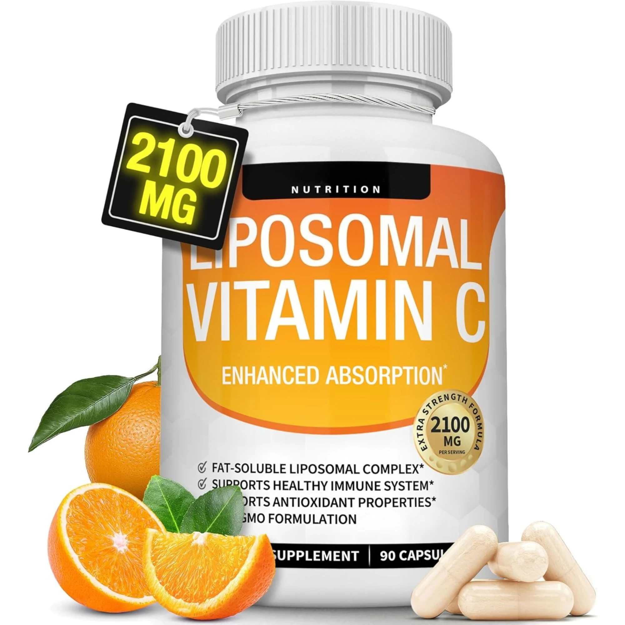 Liposomal Vitamin C Capsules Powerful Antioxidant Promotes Collagen Production Supports Skin Health 2100mg