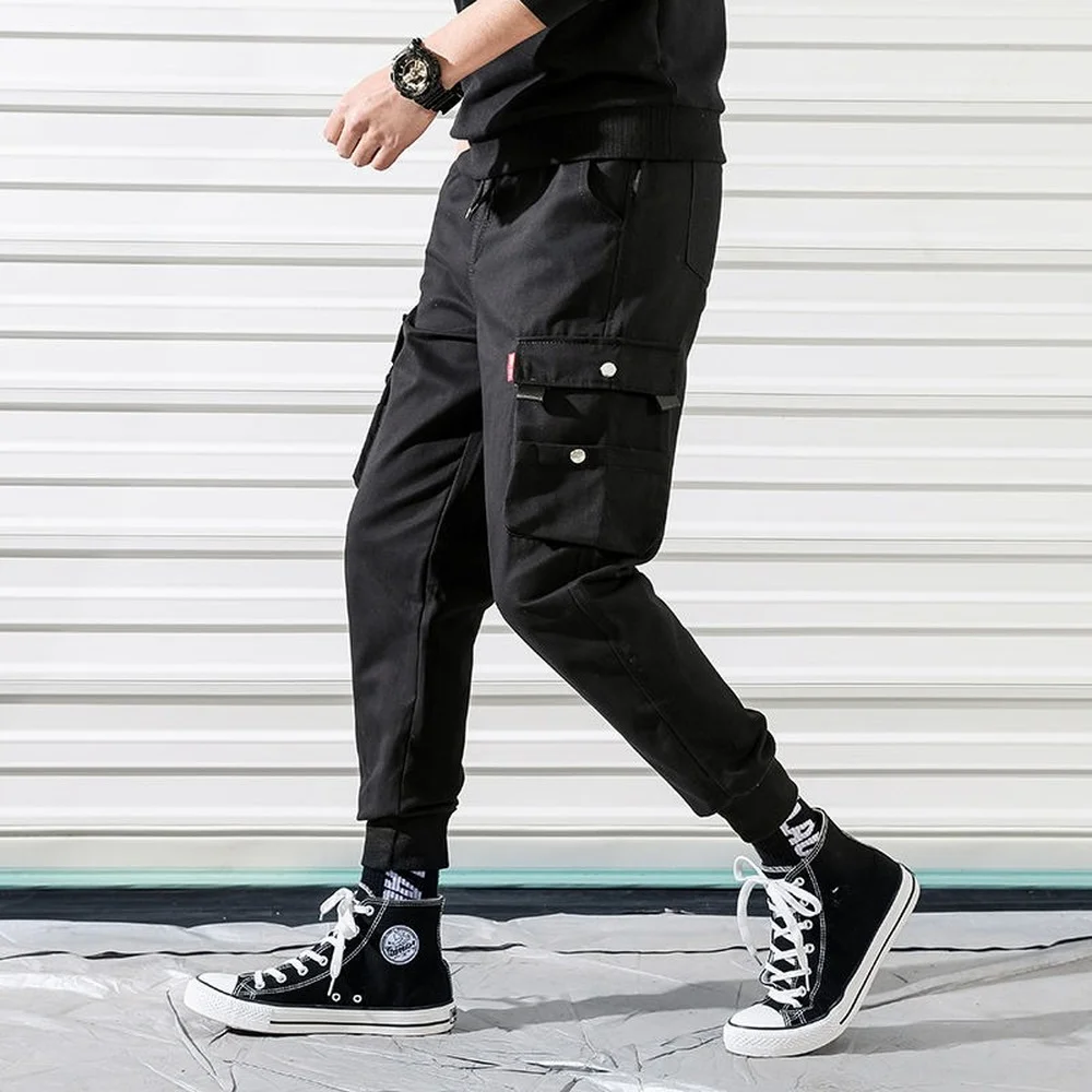 Pantalon Cargo guerrier noir caché pour homme, Streetwear, slim, mode Harajuku, décontracté, tactique, parachutiste, jogging fonctionnel