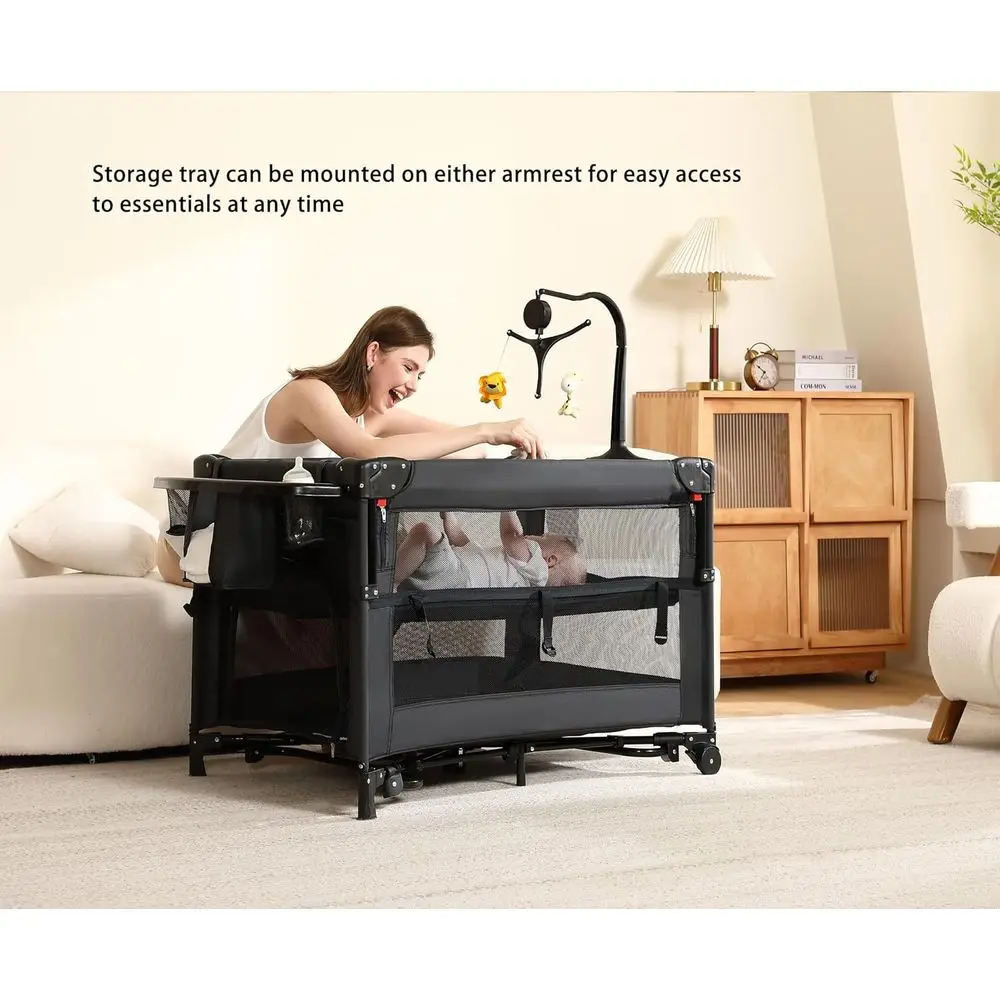 لعبة أطفال محمولة 5 في 1: سرير أطفال، سرير، نوم بجانب السرير، طاولة متغيرة وقلم لعب مع شبكة مسامية لحديثي الولادة إلى Tod #2