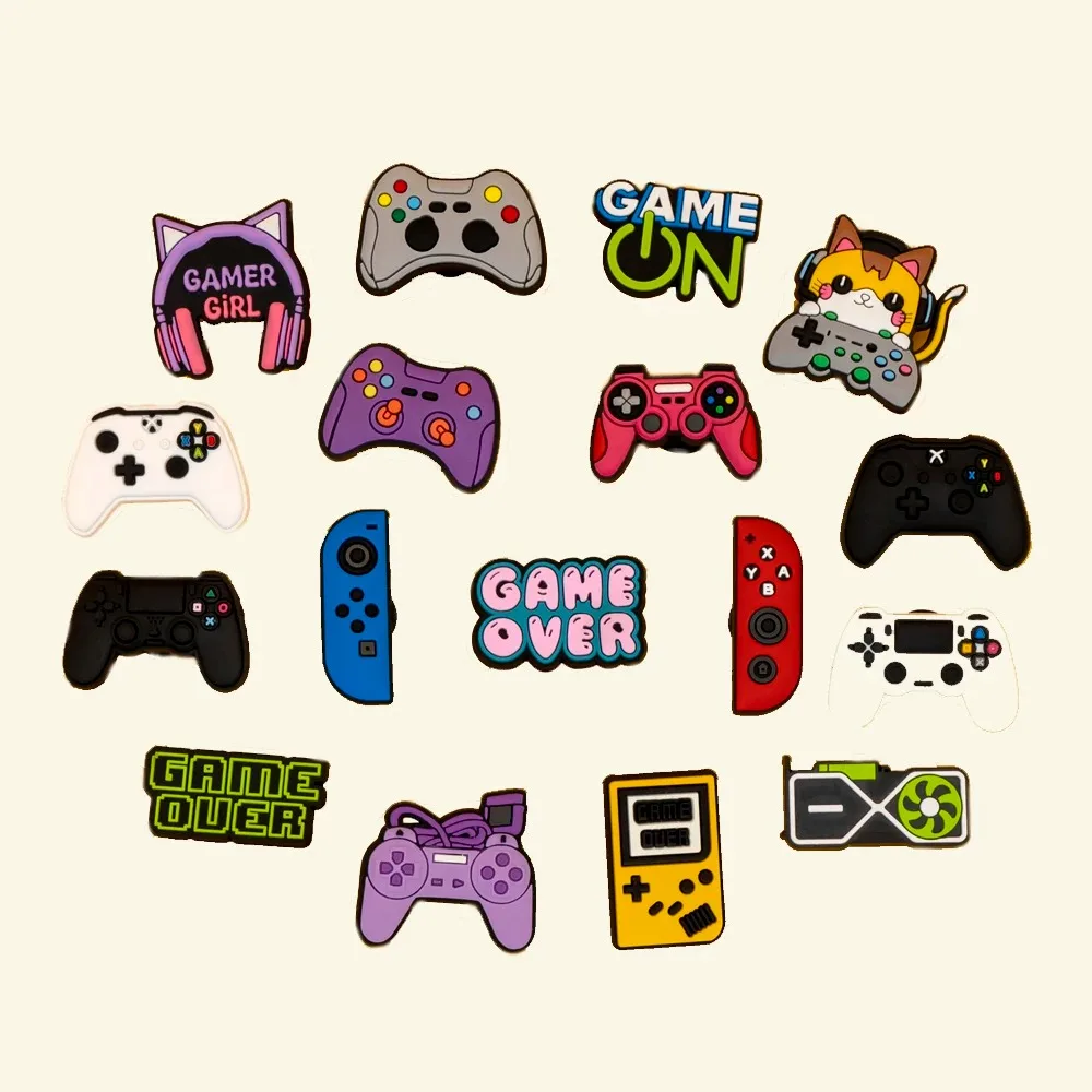 17pcs Shoe Charms Game Console Gamepad Shoe Decorations for Men Boy Favor Gifts Clog Accessories Clog Buckle Fit Sandals
