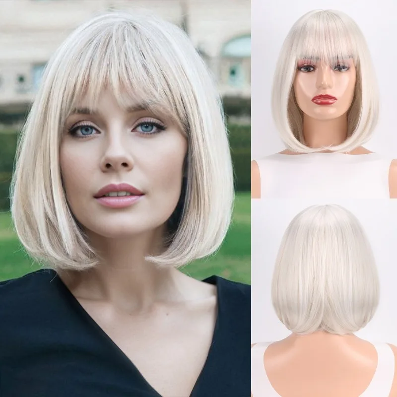 

Simple and Stylish.woman Short Hair High-temperature Silk Festival Party Daily Wear Full Wig 33CM Rose Network Advanced Wig