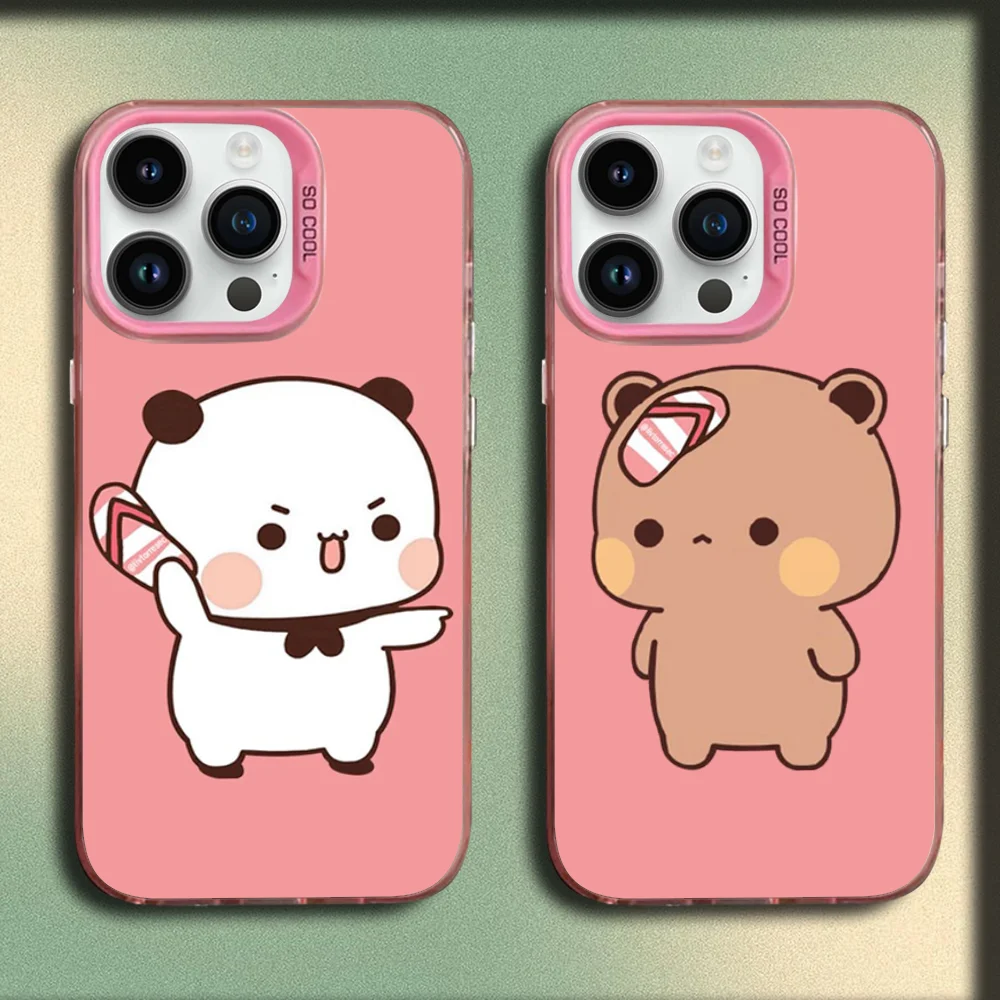 

Cartoon Cute BuBu DuDu Phone Case For iPhone 16,15,14,13,12,11,Mini,Pro,MAX Pink Matte Silicone Cover