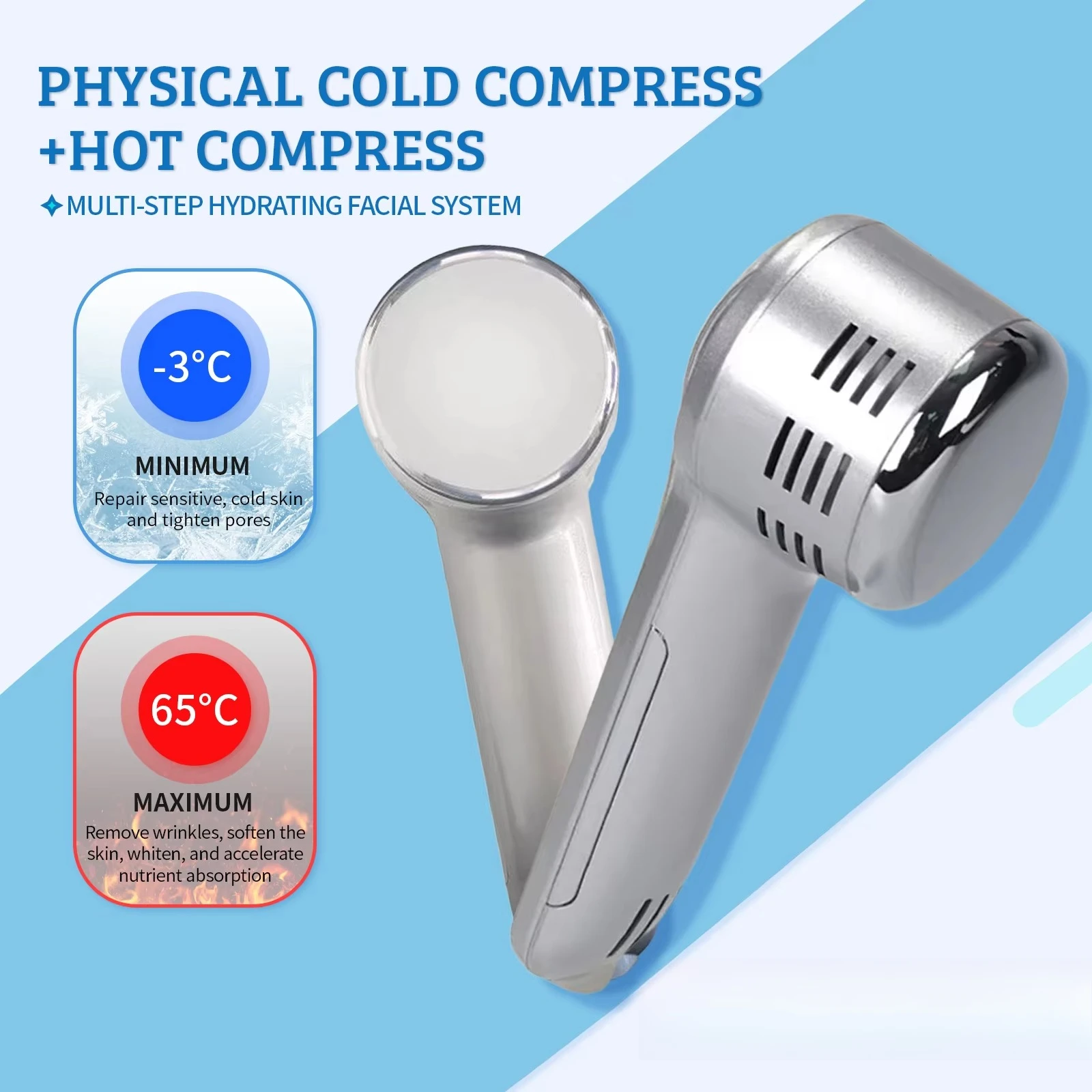 Advanced Hot Cold Therapy Facial Hammer for Tightening Skin & Minimizing Pores | Electric Handheld Massager for  Home