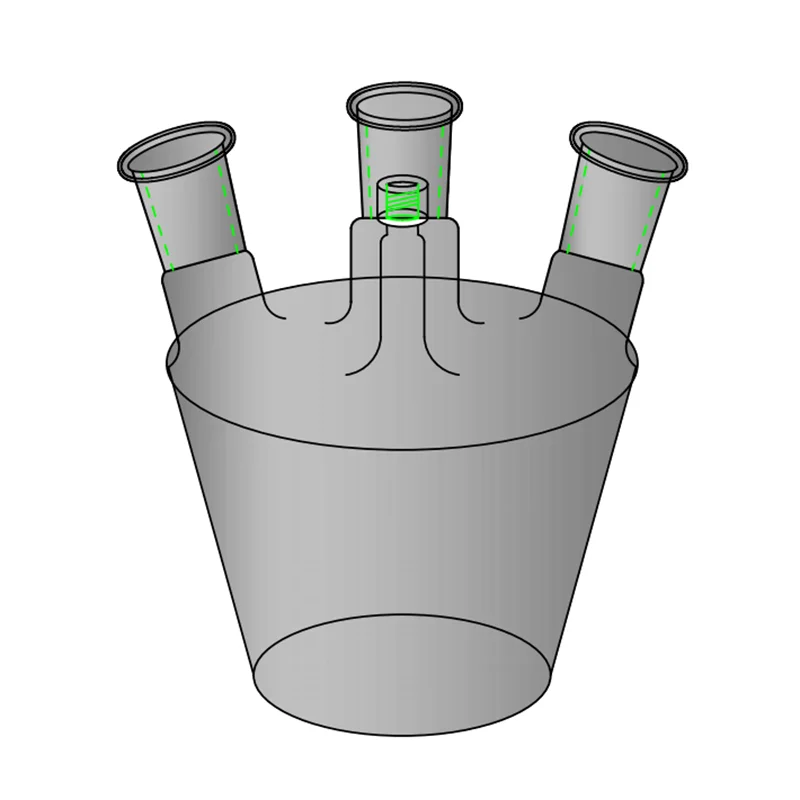 SYNTHWARE Slant four-necked flat bottomed flask, With thermometer interface 7 # internal thread, Borosilicate glass, N48