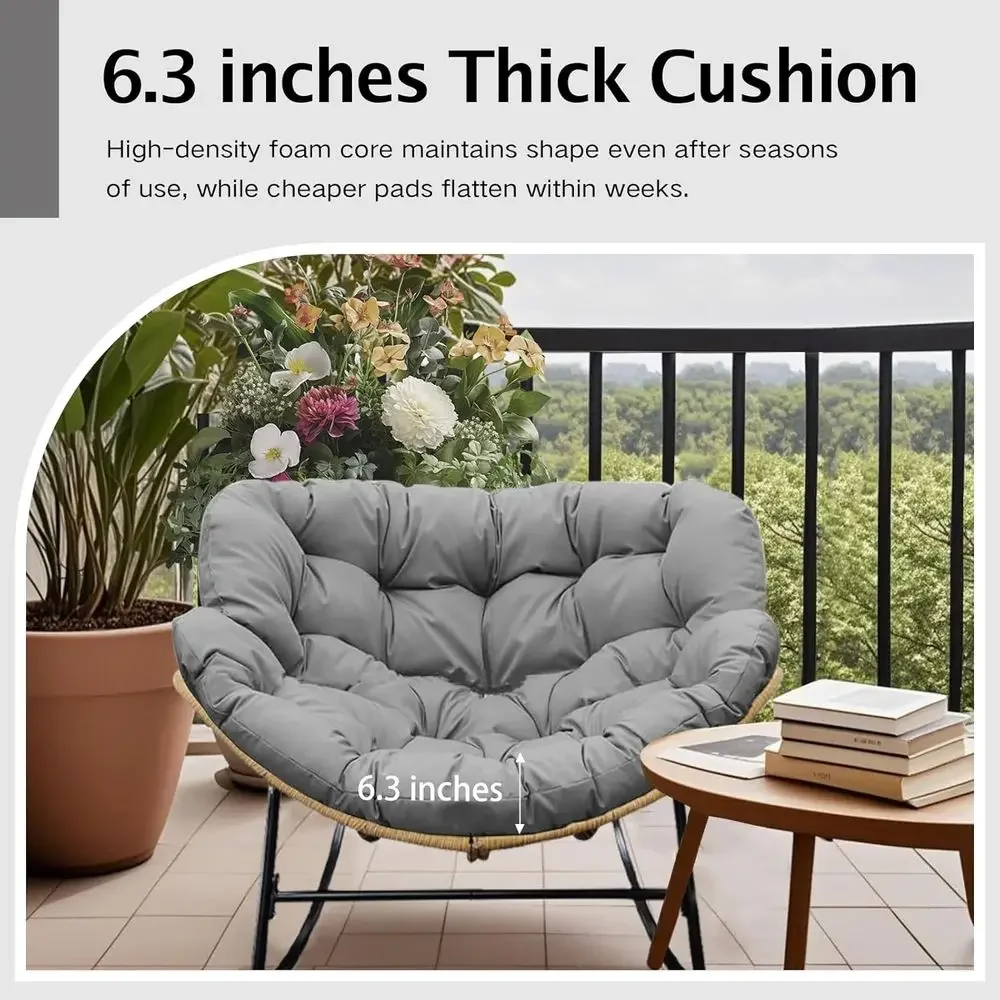 6.3 Outdoor Egg Chair Cushion with Ties, Weather-Resistant for Patio, Porch, Garden, Balcony (Rustic Grey)
