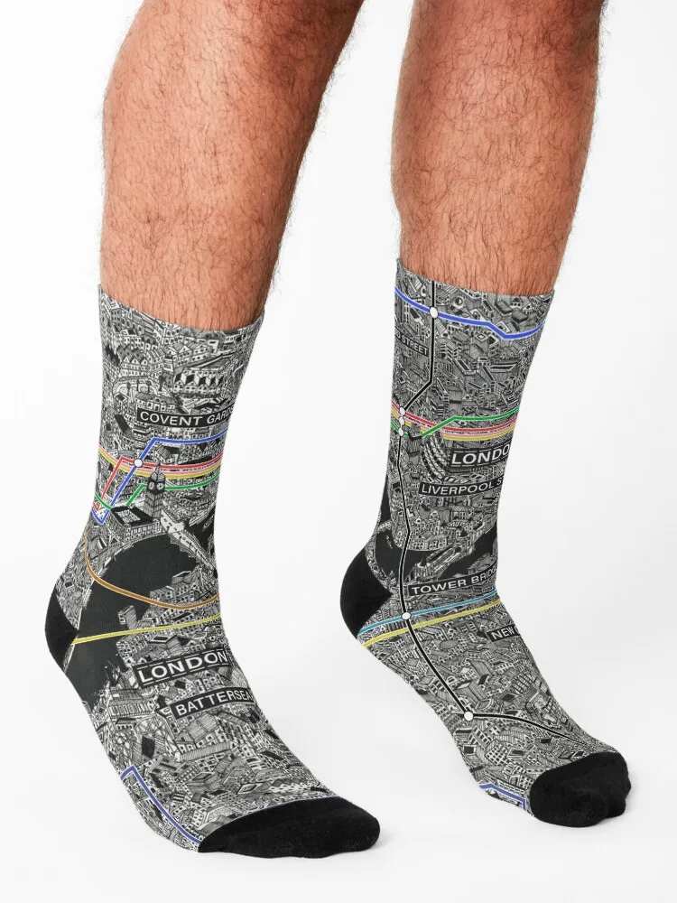 London city map Socks hiking cycling loose custom Girl'S Socks Men's