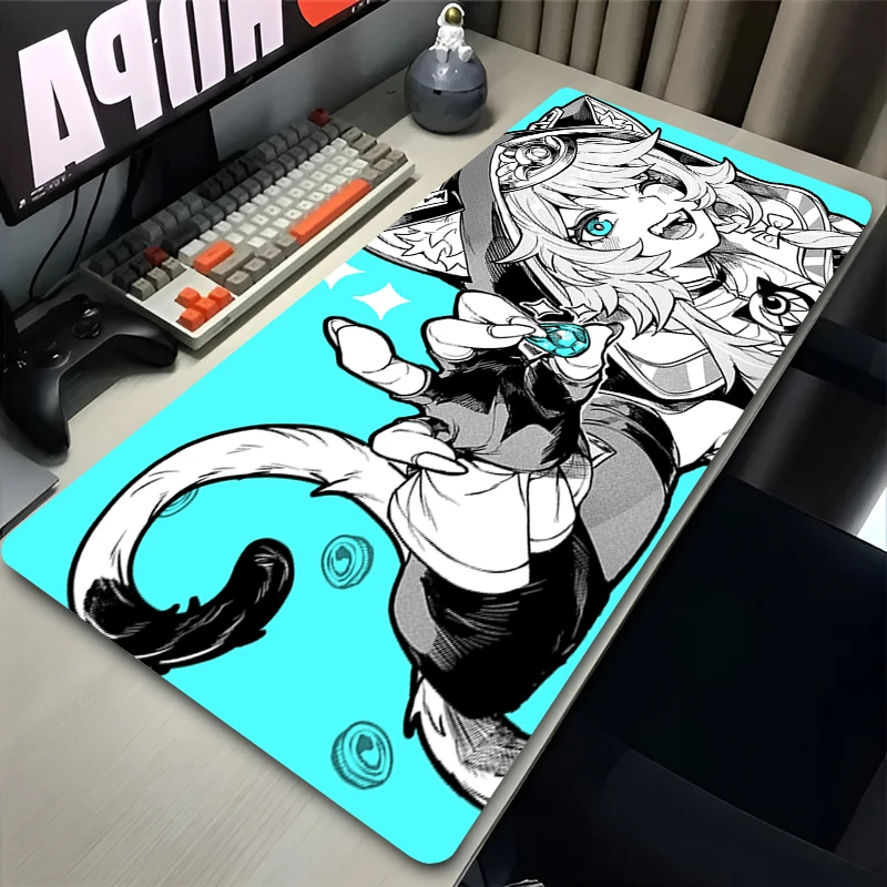 Popular Gaming Mouse Pad Honkai Star Rail Cipher kawaii desk mat Game Computer Keyboard Pad Extended Mat Anime Cat Ear Mousepad