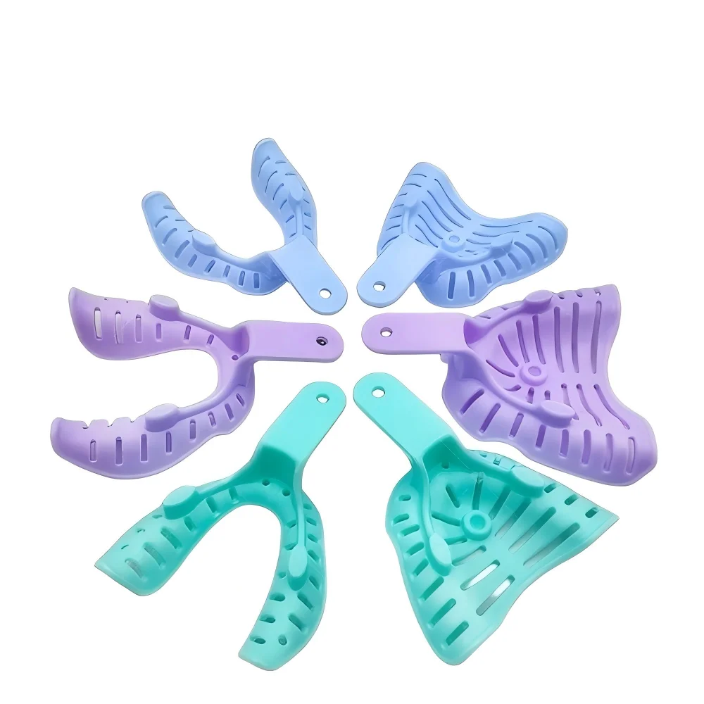 

6Pcs Disposable Dental Impression Trays S/M/L Mixed Size Plastic Trays Adult Children Oral Clinic Dental Impression Holder Tools