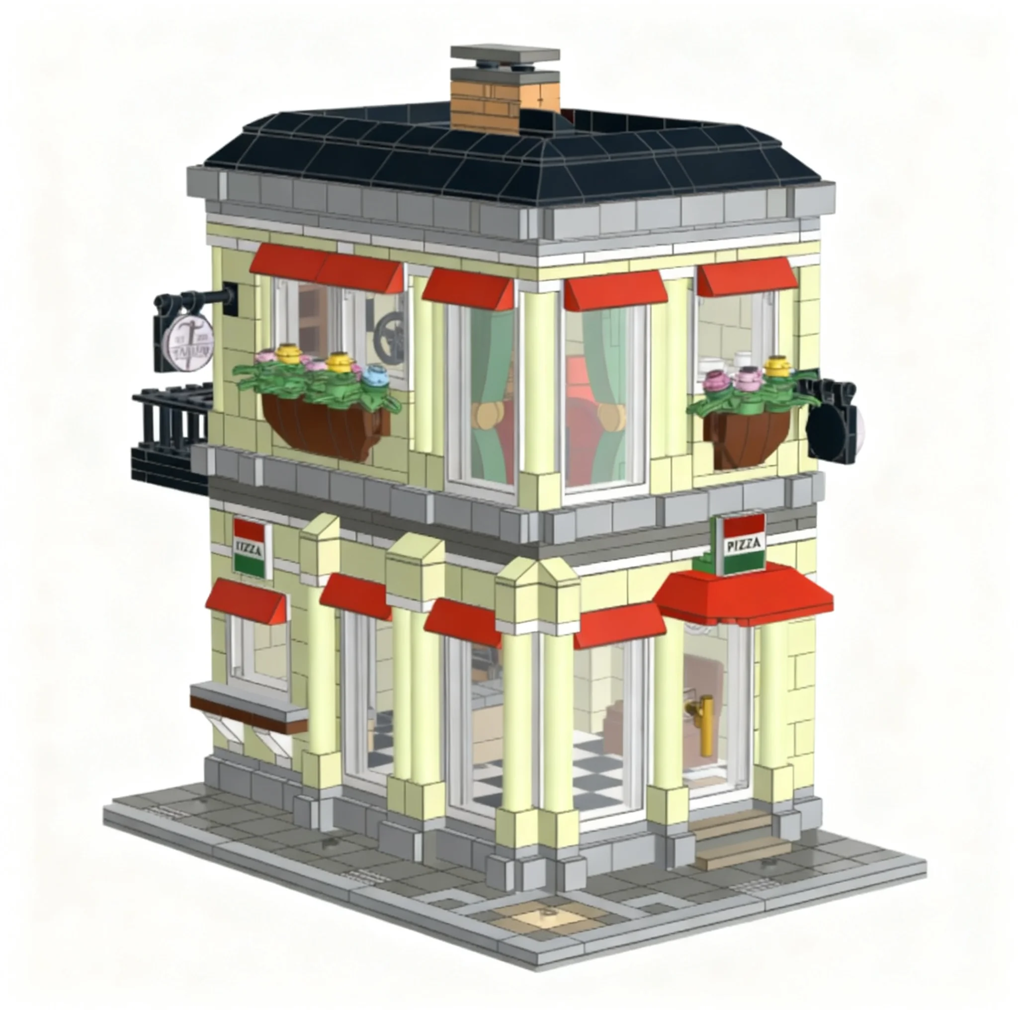 1191pcs MOC Modular Buildings pizza shop Model Building Blocks Christmas Gift Construction Toy Assemble Art 3D Idea Craft Design