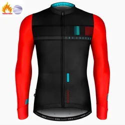 2023 Winter Cycling Jersey Men Black Thermal Fleece Long Sleeve Race Sweatshirt MTB Cycling Clothing Ropa Ciclismo Bike Jacket