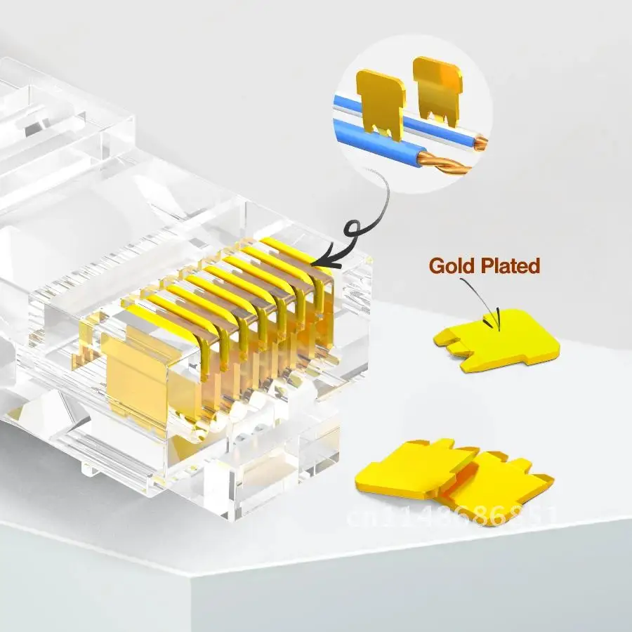 CAT6 UTP 50U RJ45 Modular Plug Connector 8P8C Crimp End 10/1000Mbps Ethernet Cable Ethernet Connector Anmck