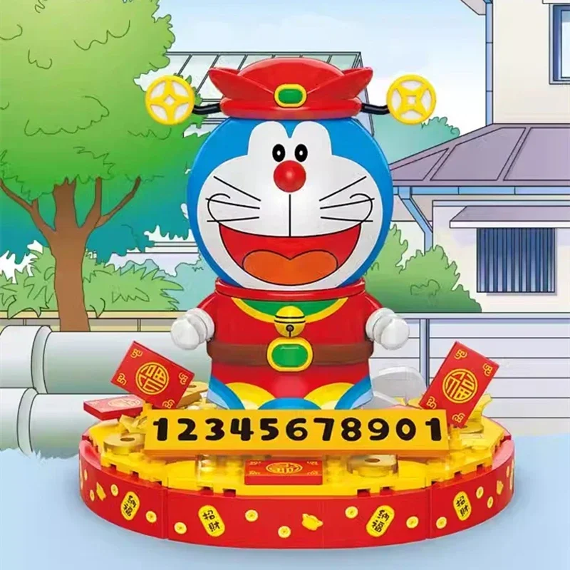 BALODY Doraemon klocki Kawaii lampka nocna DIY kalendarz ozdoby na biurko numer samochodu ozdoby świąteczne prezenty urodzinowe