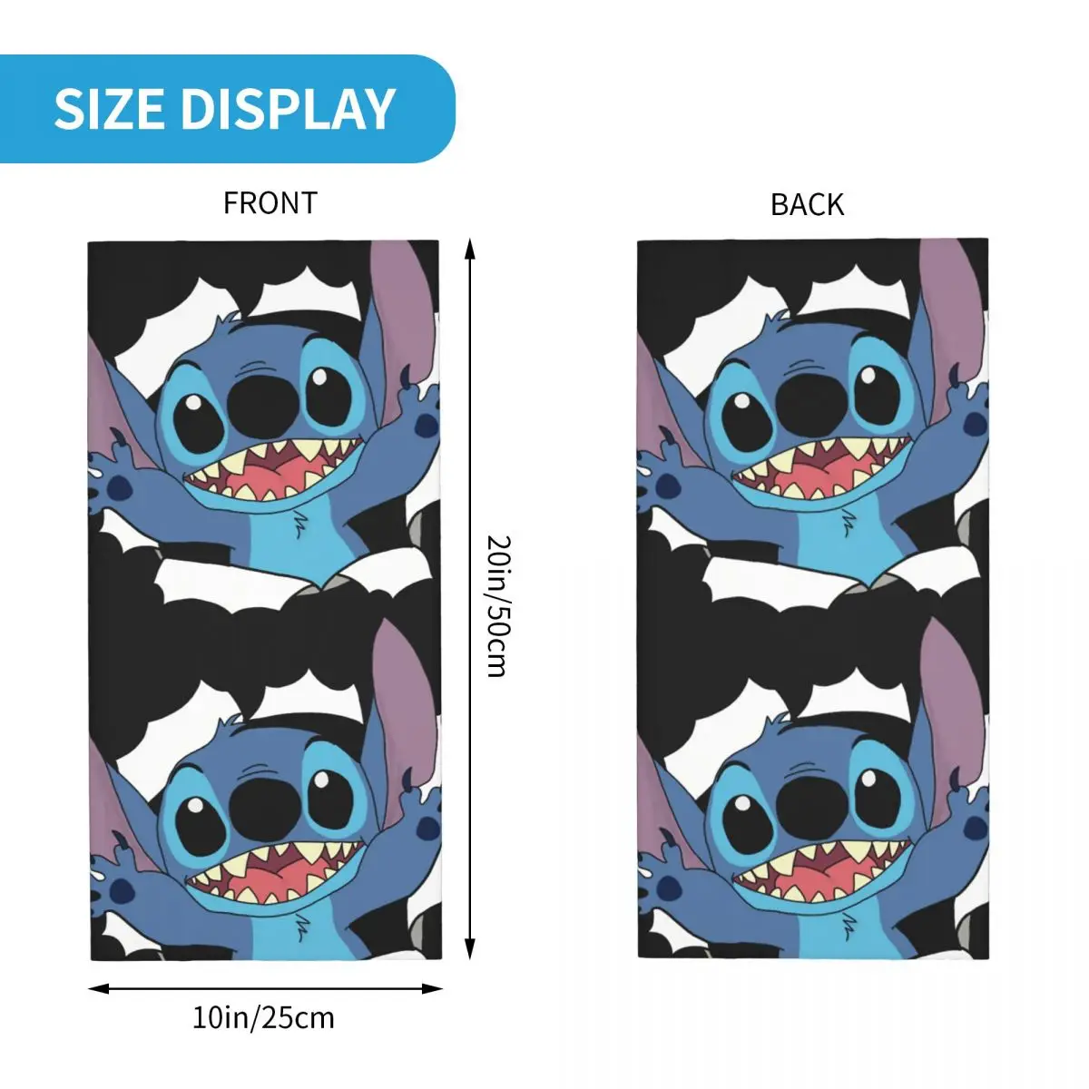 Hello Bandana Neck Cover Motorcycle Club Disney Lilo & Stitch Film Wrap Scarf Running Unisex Adult Windproof