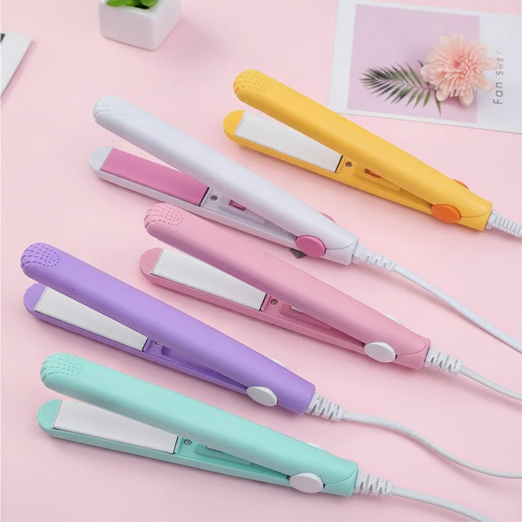 Mini Hair Straightener Electric Ceramic Curling Iron Thermostatic for Curly Straight Hair Portable Travel Size