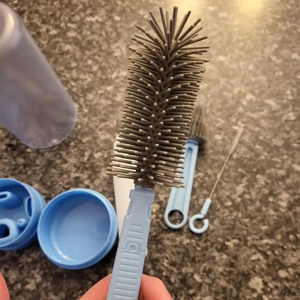 6 في 1 مجموعة فرشاة تنظيف الزجاجات المحمولة المدمجة الحلمة القش مجموعة أدوات تنظيف BPA خالية مقبض طويل فرشاة زجاجة تستخدم في الرضاعة