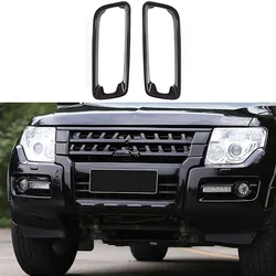 ABS Fog Lamp Cover Fit For 2007-2021 MITSUBISHI PAJERO Glossy Black Front Fog Light Protective Panel Car Modified 4x4 Parts