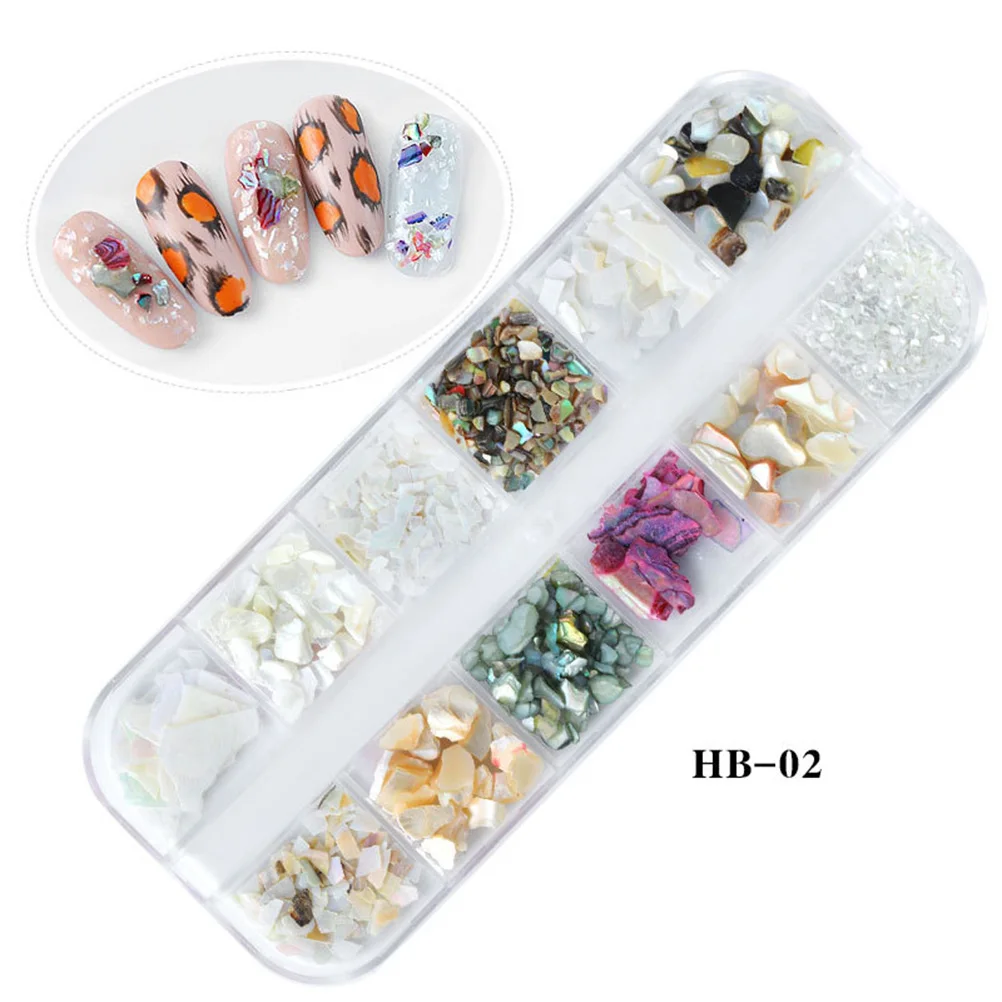

2 Sets Natural Shell Flake Manicure Decoration Nail DIY nament Fashion Accessory Premium Materials Durable Lightweight Creative