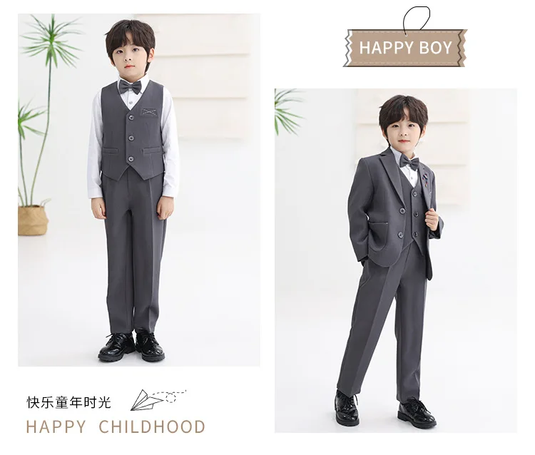 Anzug-Set für Jungen, Kinder-Blazer-Outfit, Blumenjungen-Hochzeitsanzug, Kostüm für Klavierauftritte bei Geburtstagsfeiern und formellen Anlässen – Detail 8