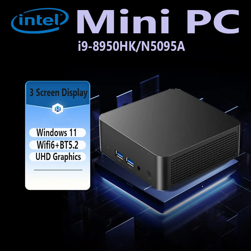 Mini PC Windows 11 Intel Core i9 8950HK Celeron N5095 Desktop Pc Gaming Computer DDR4 1TB 2TB SSD WiFi 6 16GB Portable Pc Gamer