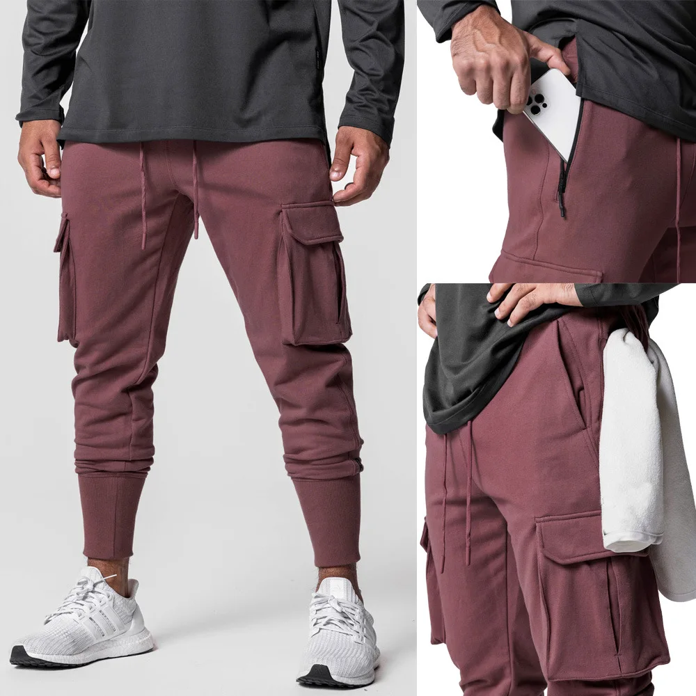 

Custom LOGO new American sports casual pants men's slim basketball pants outdoor running multi-pocket overalls