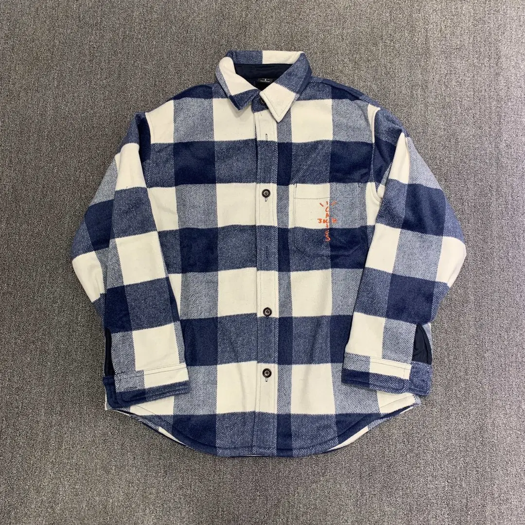 

Ja Boys Album Thiened Embroidered Woolen Plaid irt High Street Faion Brand Youth Loose Fit Long Sve Autumn irt