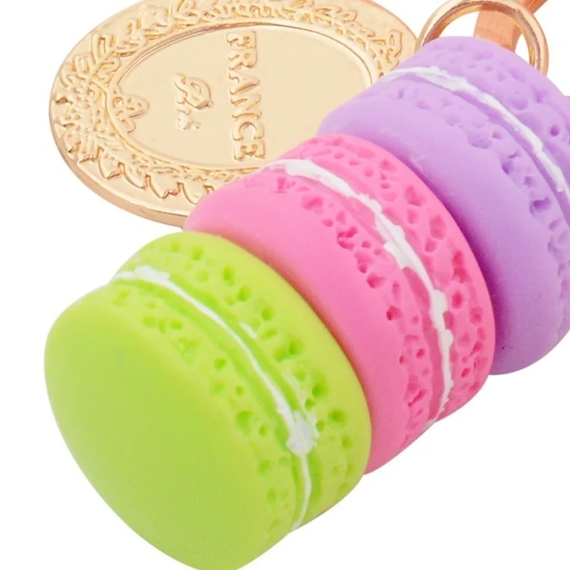 Resin Macaron Key Chain Lovely Macaron Bag Charm Key Chain Romantic Metal Tower Key Chain Car Key Chain  (color Random)