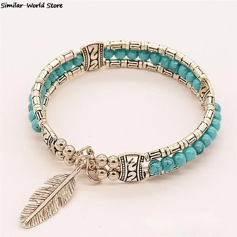 1Pc Retro Multi Color Tibetan Buddhist Good Lucky Charm Tibetan Bracelets & Bangles For Women Men Vintage Bangle Bohemian