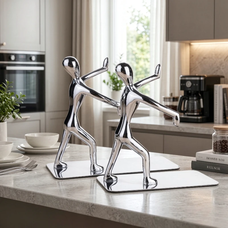 Metal Bookend Sculpture Modern Decorative Book Holder for Office Shelf Desktop Home Library Book Display Decor Daily Use 북엔드