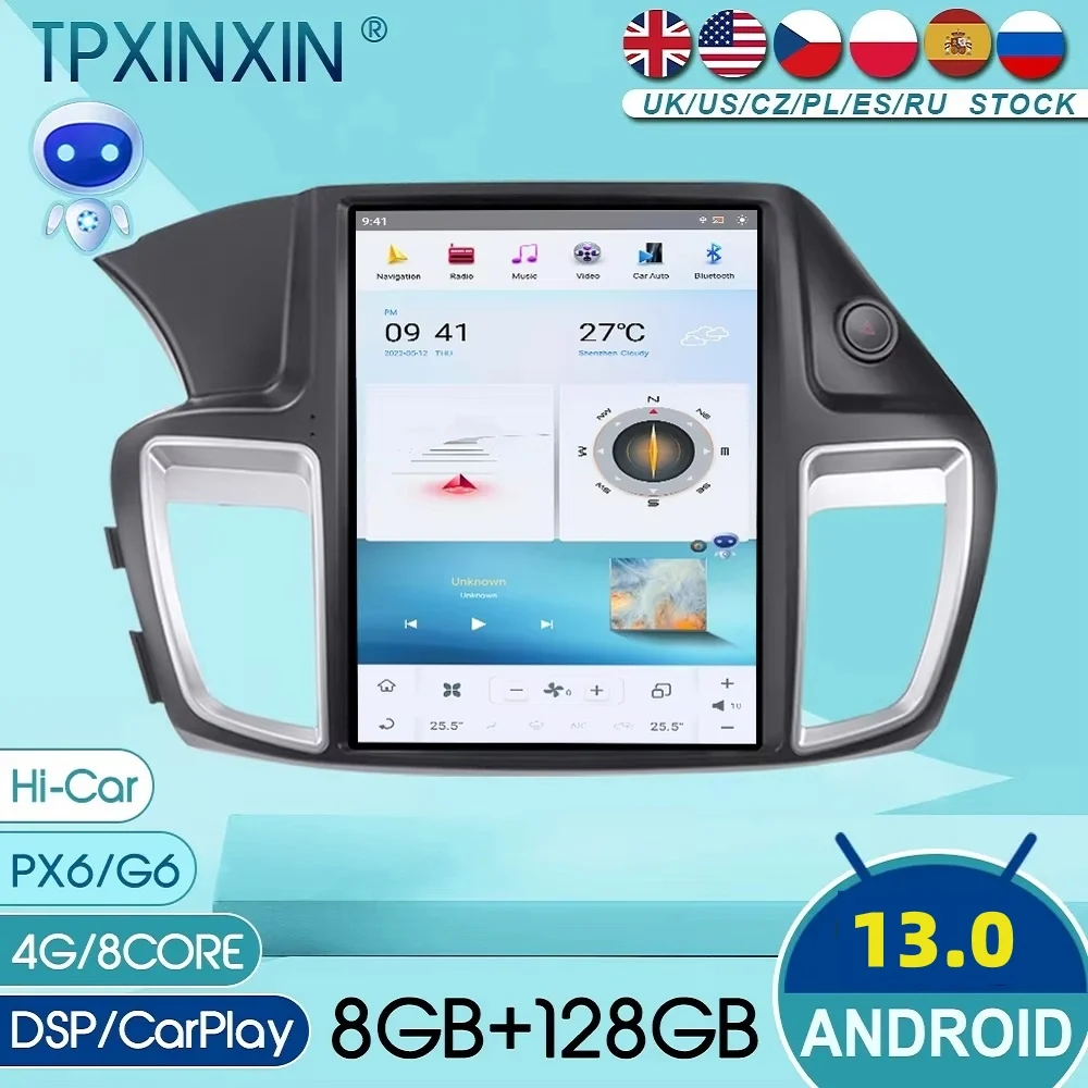 

Android 13 PX6/G6 для Honda Accord 9 2012-2017 Радиоплеер Автомобильный мультимедийный голосовой контроль HI-car GPS Naviga DSP 4GLET 8 ядер