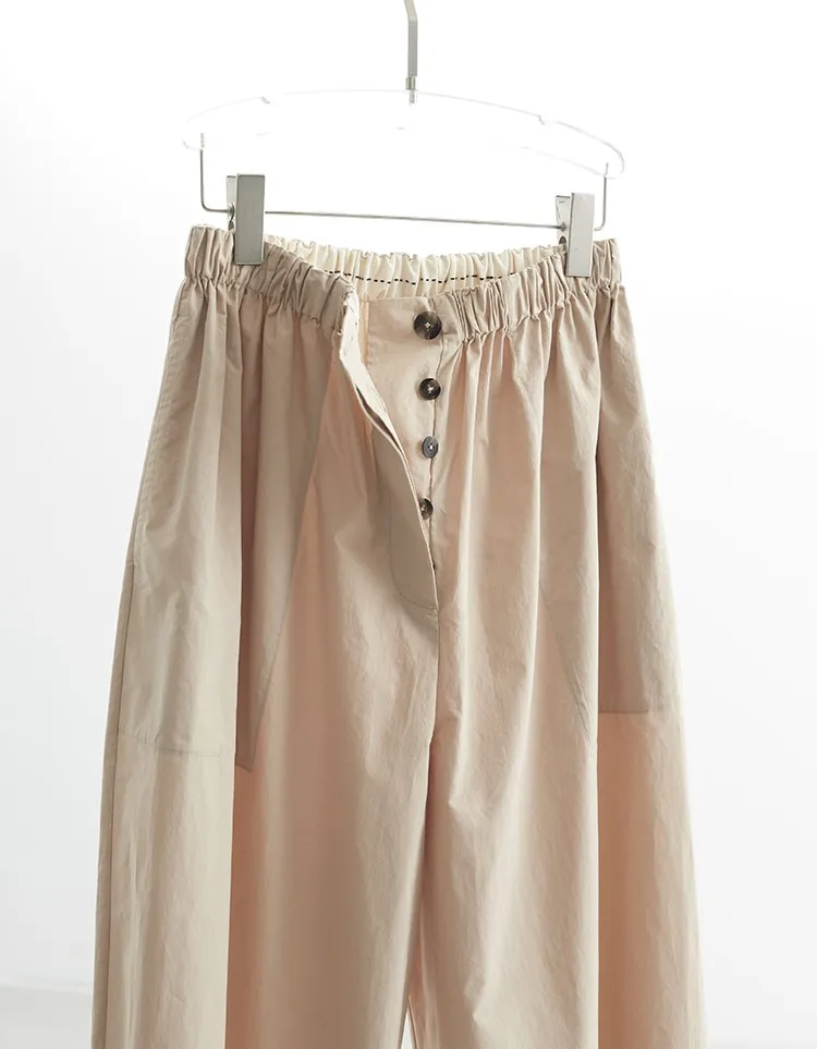 Plus-Size Summer A-Line Women's Wide-Leg Pants, Loose Thin Cropped Pants, Casual Carrot Pants