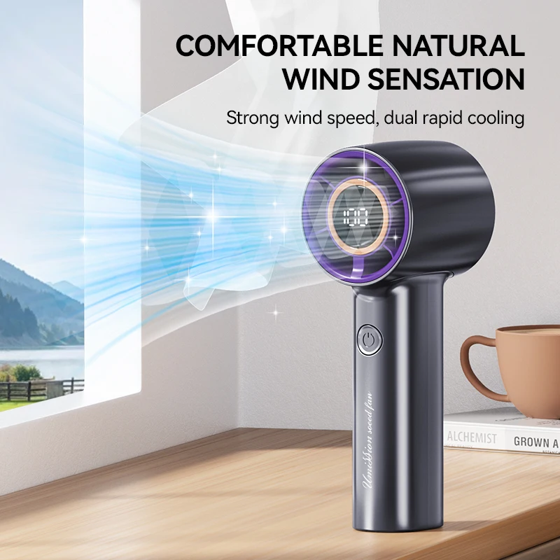 2400mAh Handheld/Desktop Fan, 100 Speeds, LED Display, Quiet & Powerful, Portable for Outdoor Travel Hiking