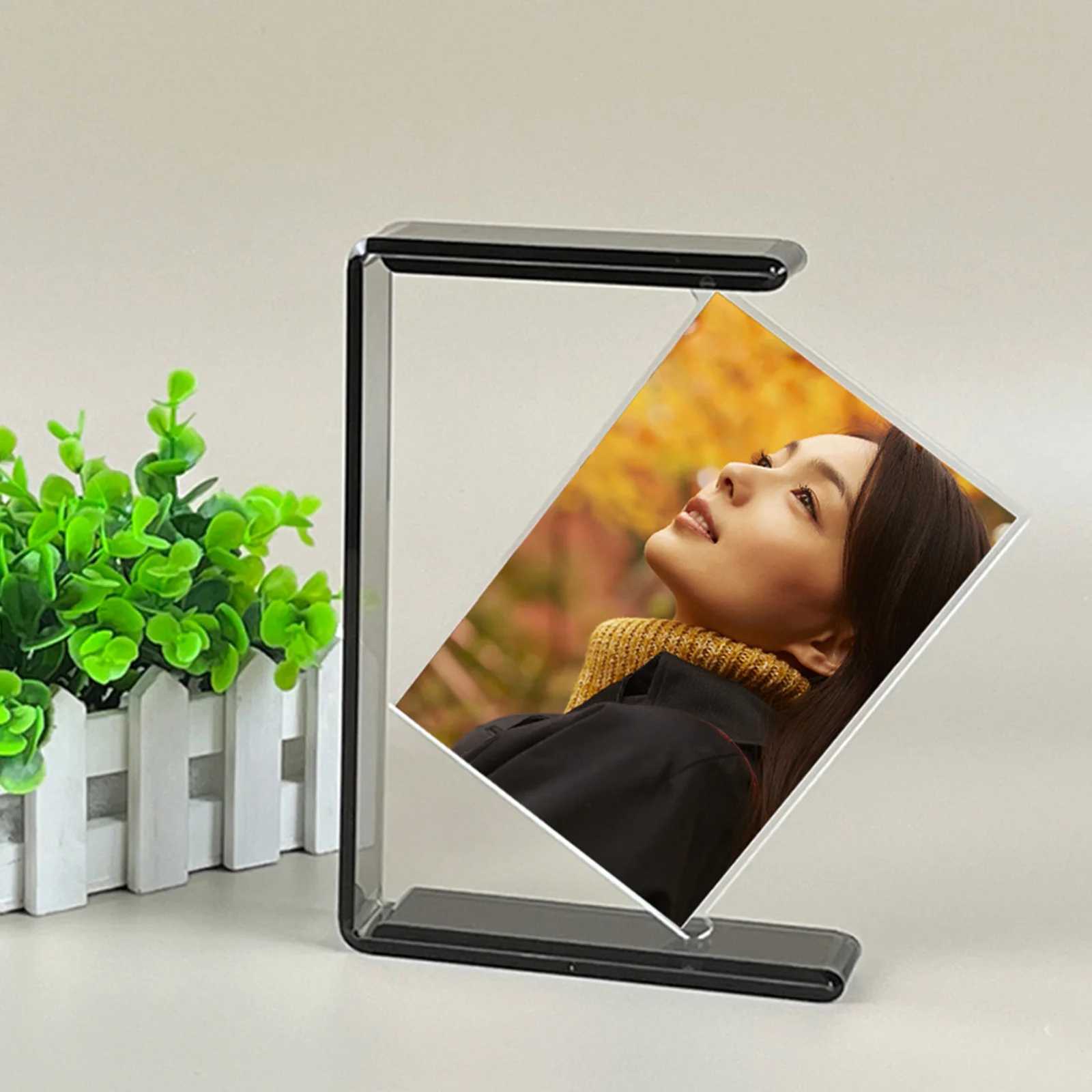 

Rotating Floating Picture Frame Double Sided Decorative Photo Frame Desktop Photo Holder Creative Home Decor Picture Display