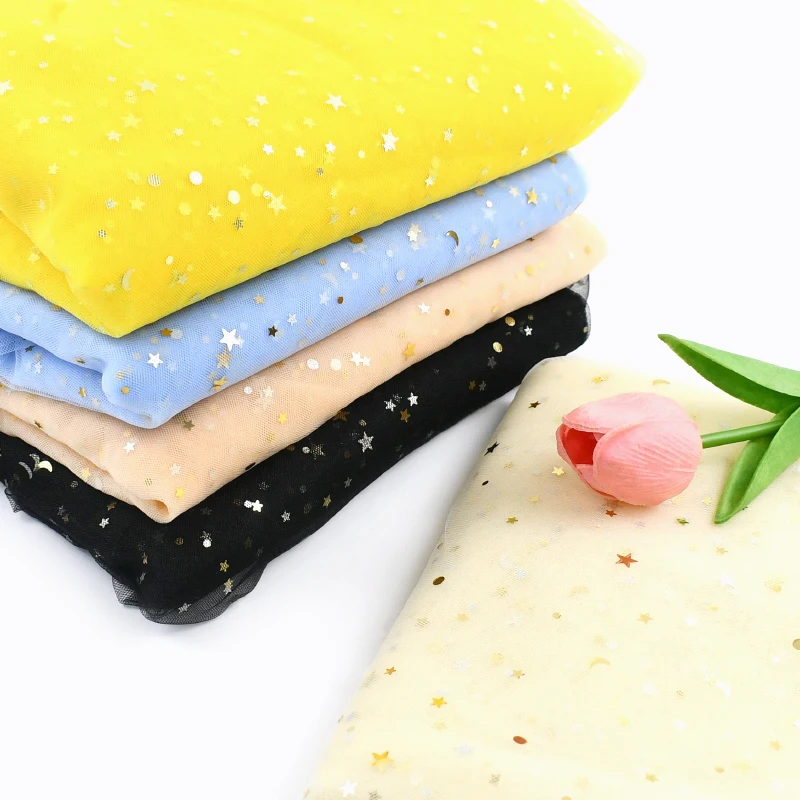 

90*150cm Sequins Mesh Fabric Princess Dress Soft Yarn for Gift Package Wedding Puffy Skirt Fabrics Background Cloth Accessories