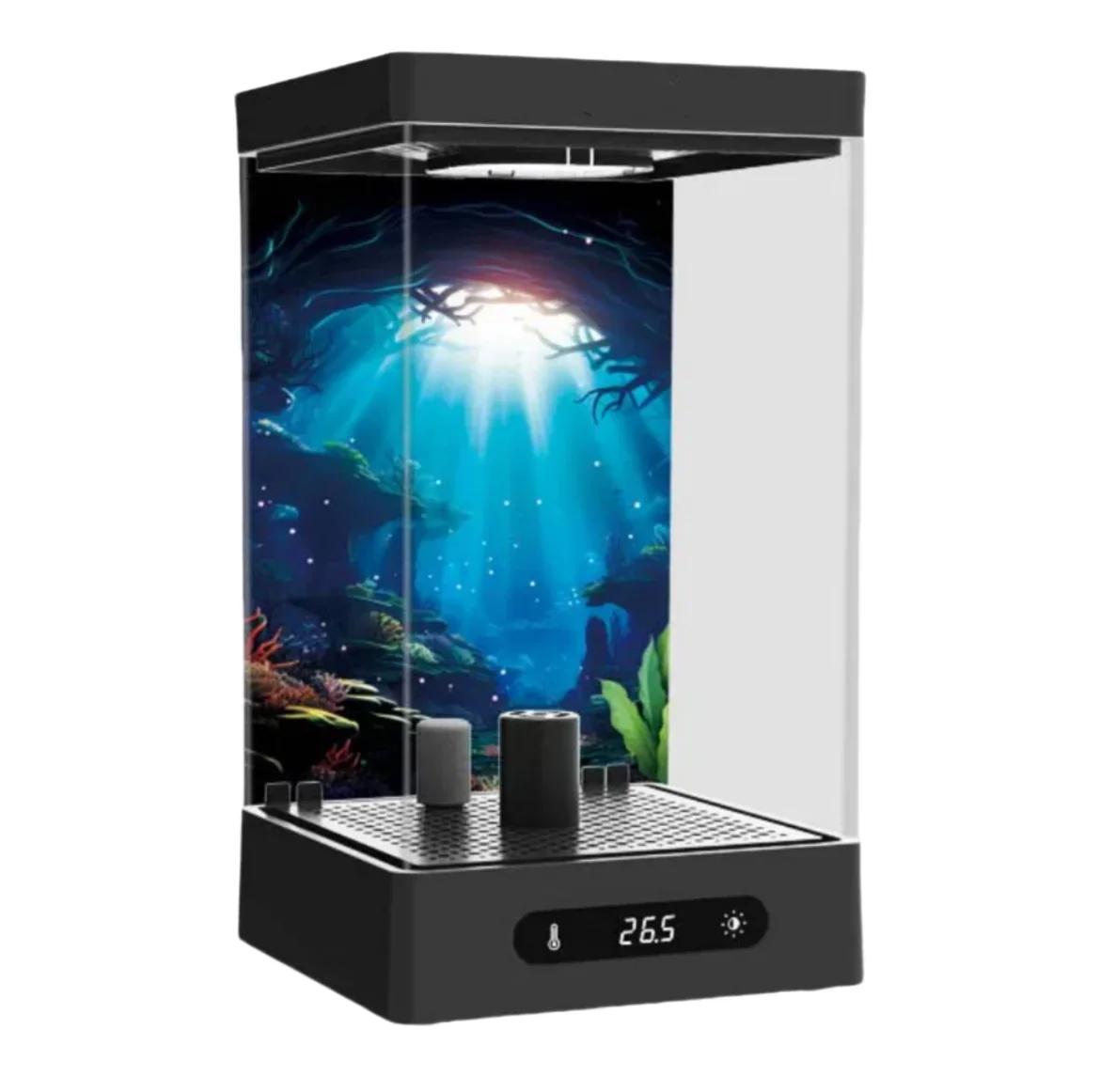 Betta Fish tank Intelligent ecological desktop Office Mini landscape fish tank (Classic black)