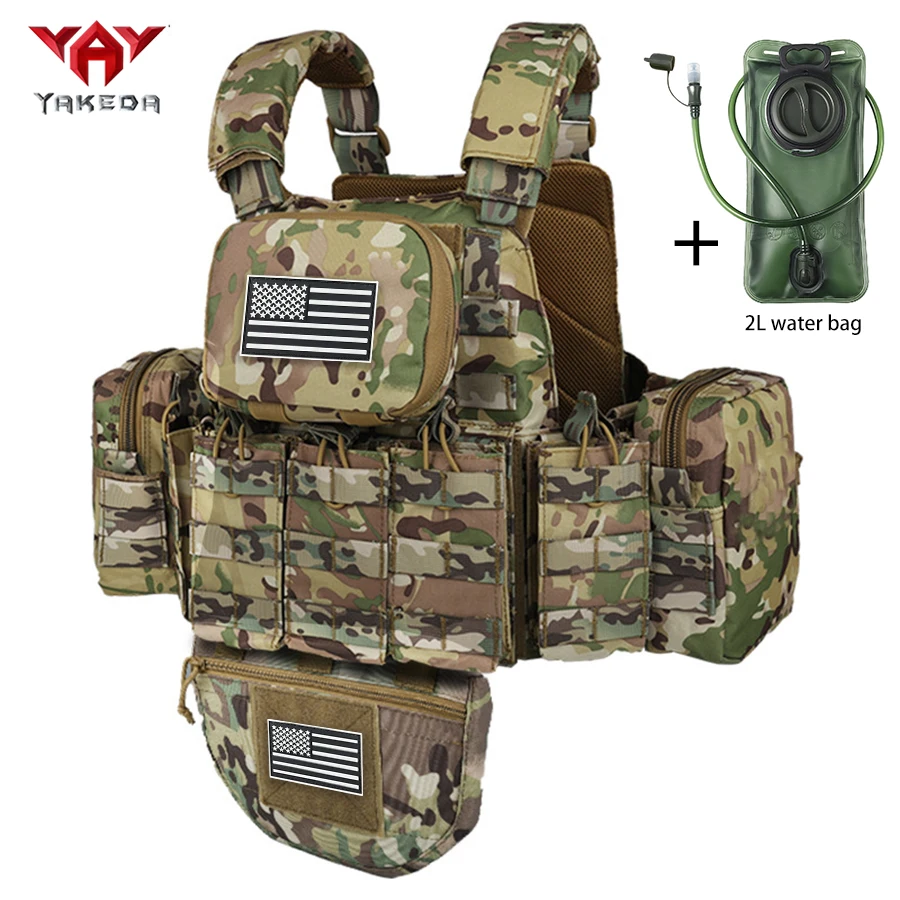 YAKEDA outdoor hunting vest with detachable breathable vest and 2L water bag, back water bag compartment