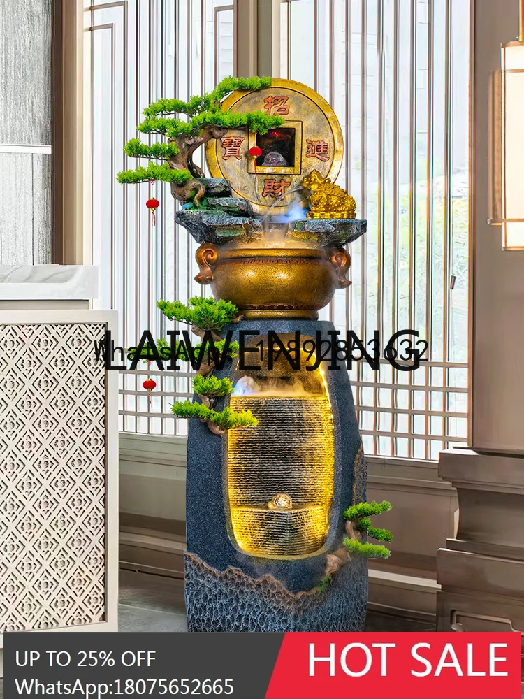 LYY Rockery Fengshui Wheel Living Room Circulating Waterscape Spray Office Floor Fortune Golden Toad Decoration