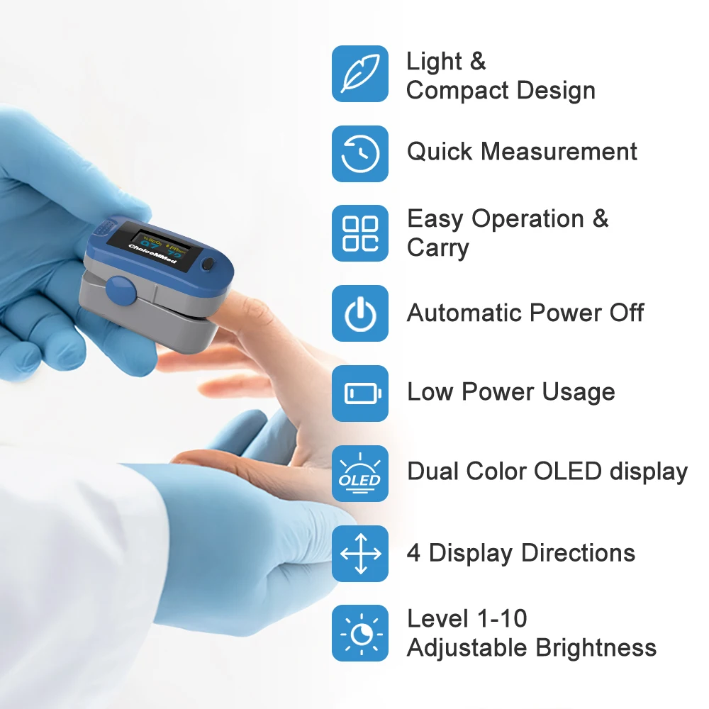 ChoiceMMed Tragbare Medizinische Finger-pulsoximeter Blut Sauerstoff Herz Rate Monitor OLED Oximetro de dedo Saturometro de oxigeno