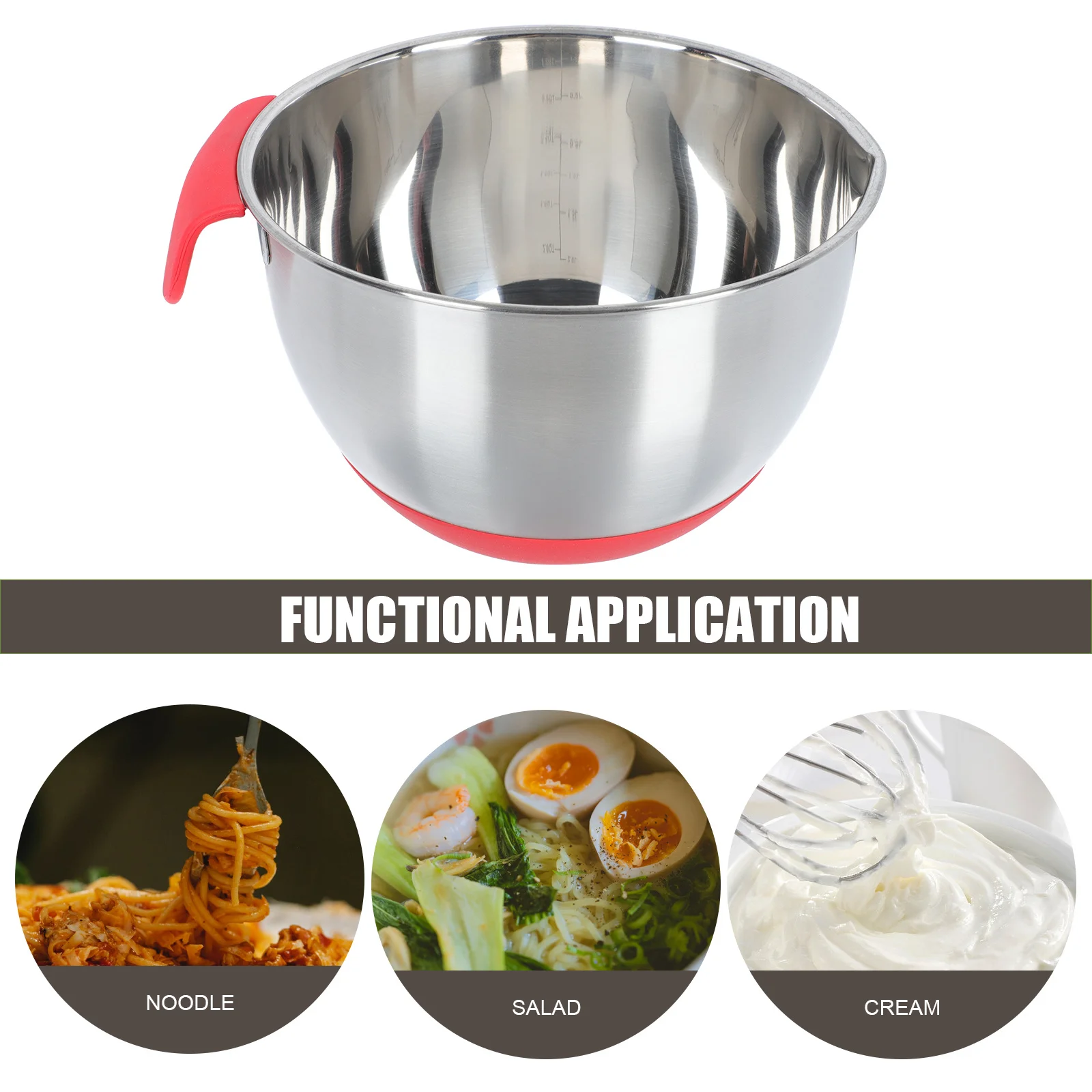 

1Pcs Egg Mixing Bowl Silicone Stainless Steel Inclined Mouth Kitchen Salad Basin Food Storage Container Egg Mixing Bowl