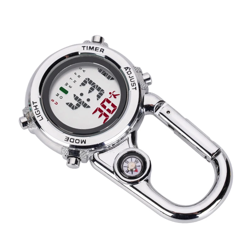 Carabiner watch Multifunctional electronic pocket watch Portable Sports Climbing Fob Watches outdoor backpack belt clip on clock