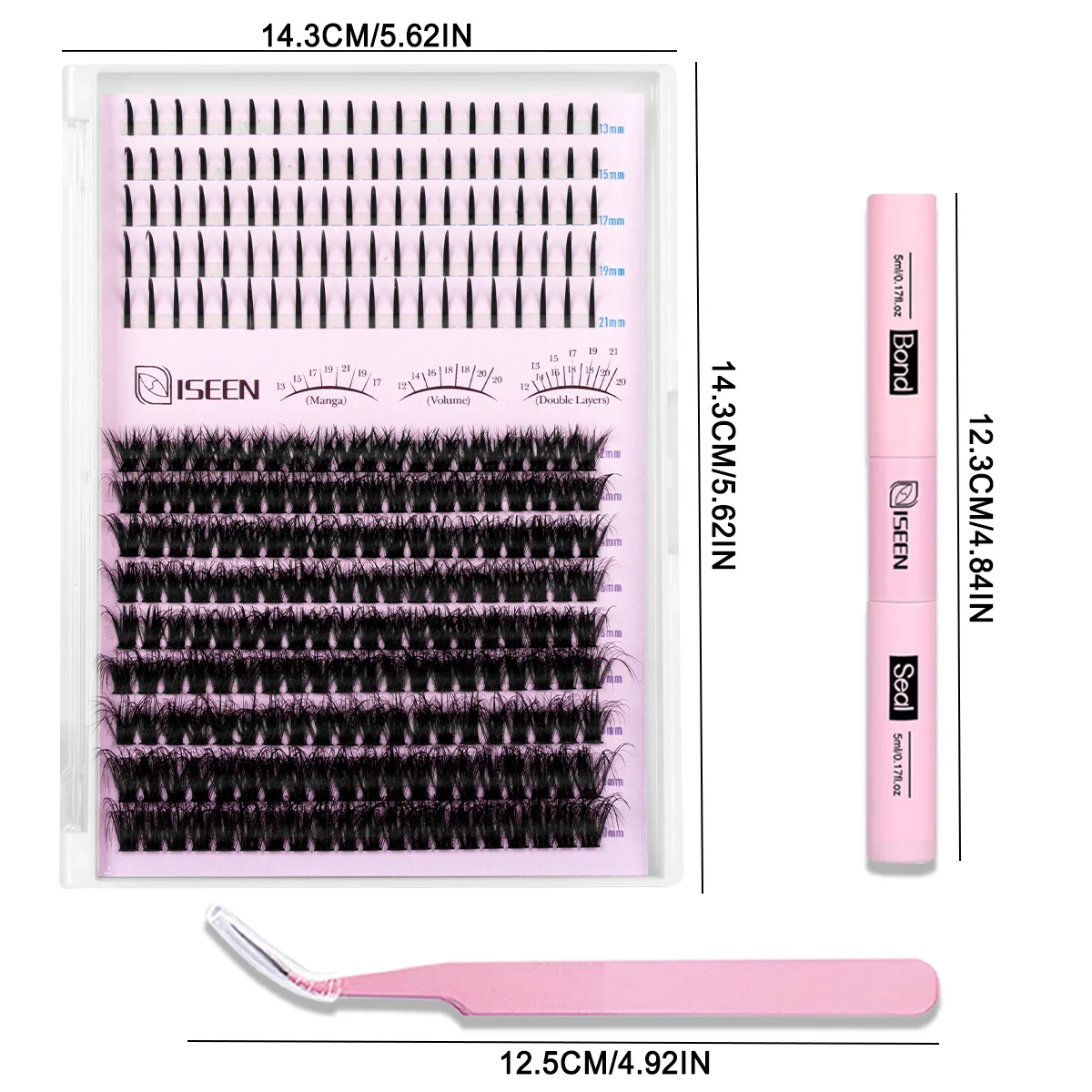 مجموعات الرموش 80D المسامير مجموعات الرموش حجم الرموش الفردية مجموعة كبيرة مع السندات وختم لاش الملقط