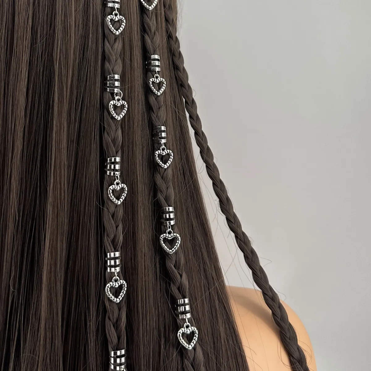 10 Count Openwork Heart Hair Loops for Dreadlock Vintage Braid Accessories Non Slip Soft Strong Hold